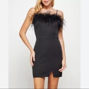 Edit by Nine Black Feather Spaghetti Strap Mini Dress Whimsigoth Y2K